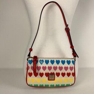 Dooney & Bourke "Hearts" Mini Hobo Bag - Colorful Shoulder Style with Red Trim